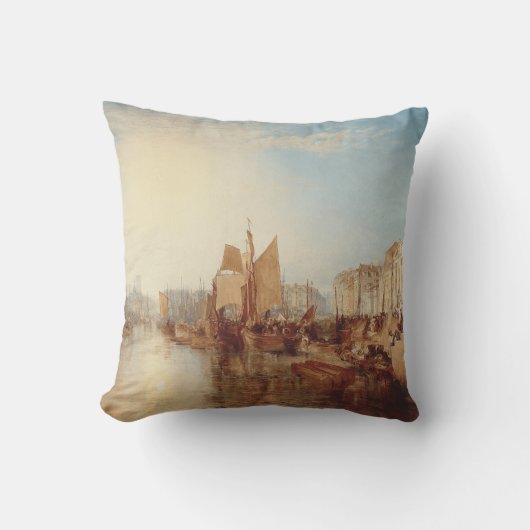 J.M.W. Turner: Harbor of Dieppe Romantic Fine Art クッション (正面)