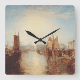 J.M.W. Turner: Harbor of Dieppe Romantic Fine Art スクエア壁時計