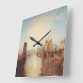 J.M.W. Turner: Harbor of Dieppe Romantic Fine Art スクエア壁時計 (傾斜)