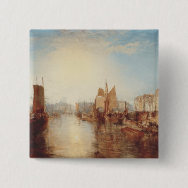 J.M.W. Turner: Harbor of Dieppe Romantic Fine Art 缶バッジ