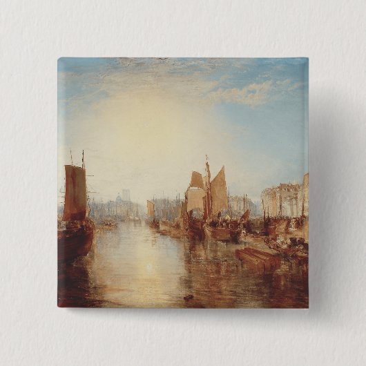 J.M.W. Turner: Harbor of Dieppe Romantic Fine Art 缶バッジ (正面)