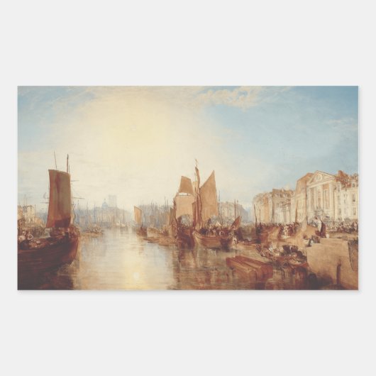 J.M.W. Turner: Harbor of Dieppe Romantic Fine Art 長方形シール (正面)