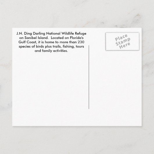 J N Ding Darling国立野生動物避難用はがき ポストカード (裏面)