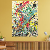 J. P. – 番号16 - 1949 – アクショ絵画ン –  キャンバスプリント (インサイチュ (リビング))