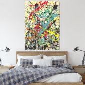 J. P. – 番号16 - 1949 – アクショ絵画ン –  キャンバスプリント (インサイチュ (寝室))