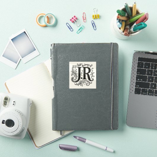 J.R Initials with Decor シール (iPadカバー)