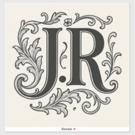 J.R Initials with Decor シール