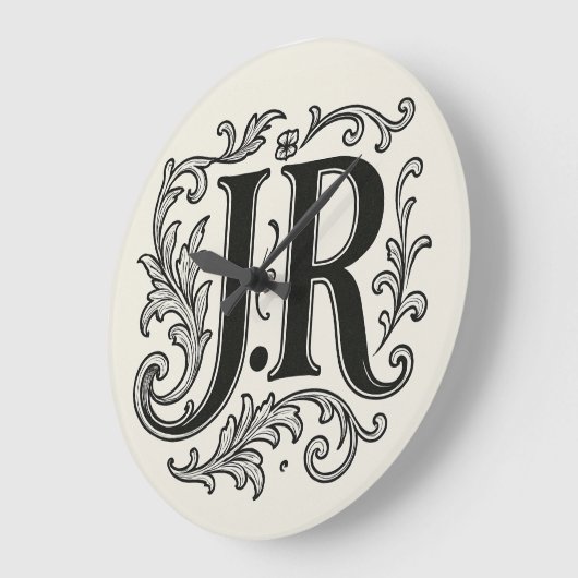 J.R Initials with Decor ラージ壁時計 (傾斜)