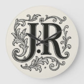 J.R Initials with Decor ラージ壁時計 (正面)