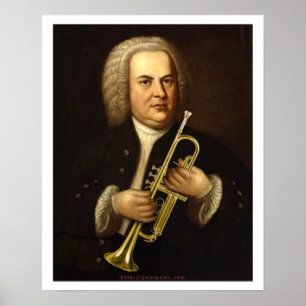 J.S. トランペットを持つBach ポスター