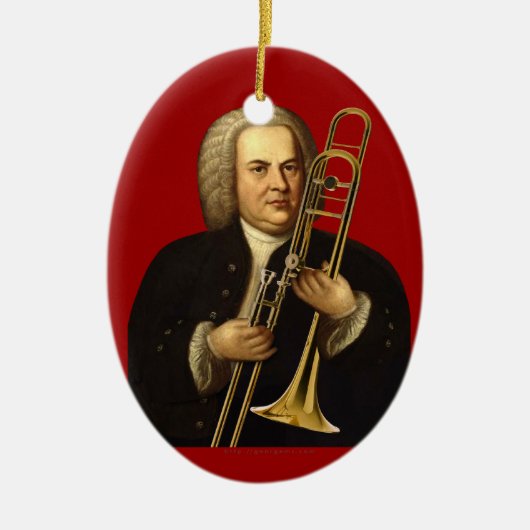 J.S. トロンボーンを持つBach セラミックオーナメント (正面)
