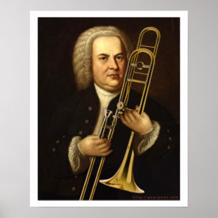 J.S. トロンボーンを持つBach ポスター