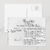 J.S.バッハの給与支払い記録（抜粋） ポストカード (正面/裏面)