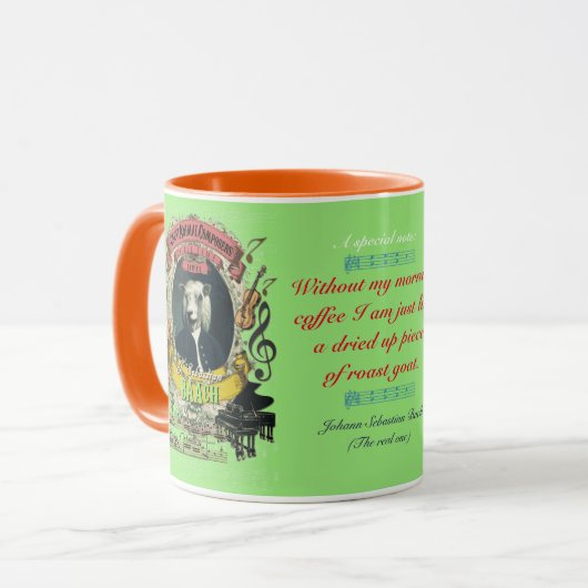 J.S. Bach Baachのおもしろいなヒツジのすばらしい動物作曲家 マグカップ (正面左)