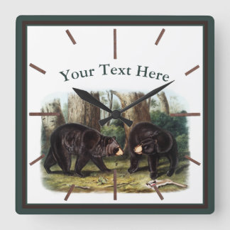 J.W.オードゥボン語 – ウルススアメリカヌス（黒熊） スクエア壁時計