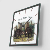 J.W.オードゥボン語 – ウルススアメリカヌス（黒熊） スクエア壁時計 (傾斜)