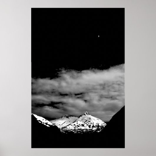 J.W.ファザーリーによる雪に覆われた山の月 ポスター (正面)
