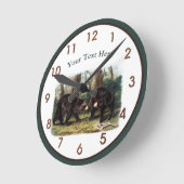 J.W. Audubon - Ursus Americanus (Black Bear) ラウンド壁時計 (傾斜)