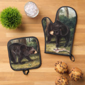 J.W. Audubon - Ursus Americanus (Black Bear) 鍋つかみ&鍋敷きセット (トップダウン)