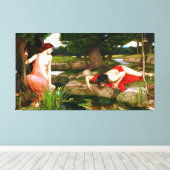 J. W. WATERHOUSE - ECHOとNARCISSUS - 1903 - キャンバスプリント (インサイチュ (ウッドフロア))