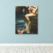 J. WATERHOUSE - THE SIREN - 1900 - Pre-Raphaelites キャンバスプリント (インサイチュ (ウッドフロア))