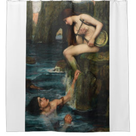 J. WATERHOUSE - THE SIREN - 1900 - Pre-Raphaelites シャワーカーテン