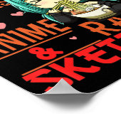 Jaをスケッチするアニメやラーメンが大好きな女の子 ポスター (角)