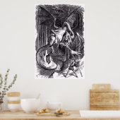 Jabberwockyという詩のイラストレーション。1871 ポスター (キッチン)