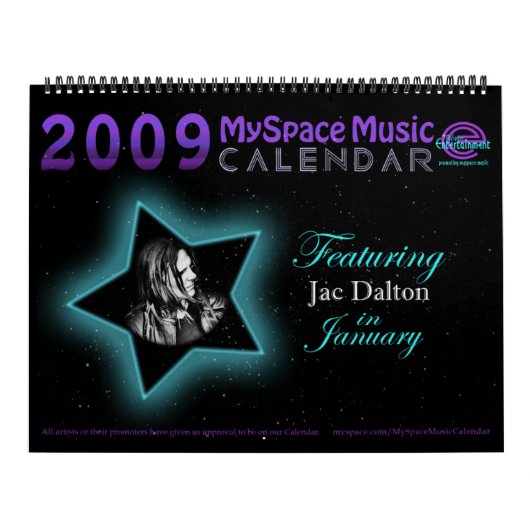 JACドルトンを特色にする2009 MYSPACE音楽カレンダー カレンダー (カバー)