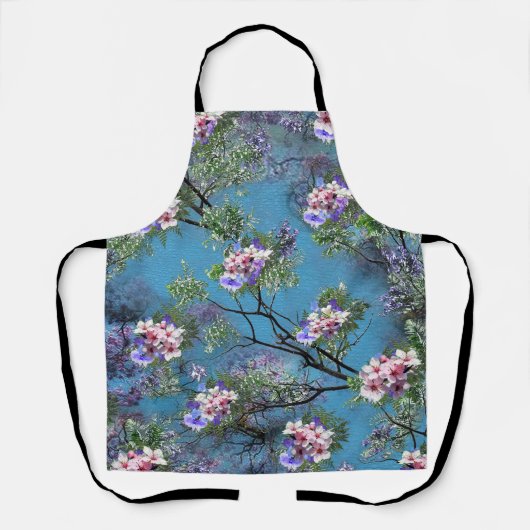 Jacaranda春開花繰り返しパターンAll-over-P エプロン (正面)