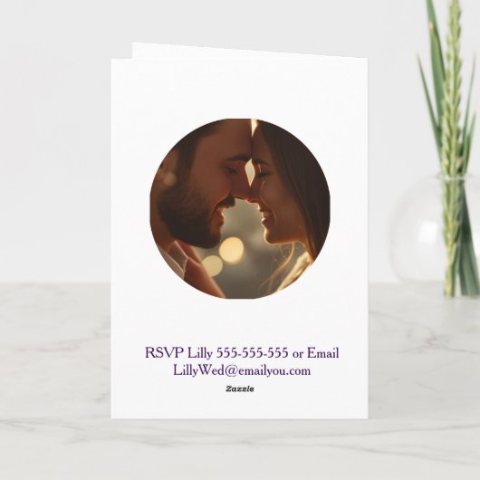 Jacaranda Wedding Invitation | Elegant Purple  カード (裏面)