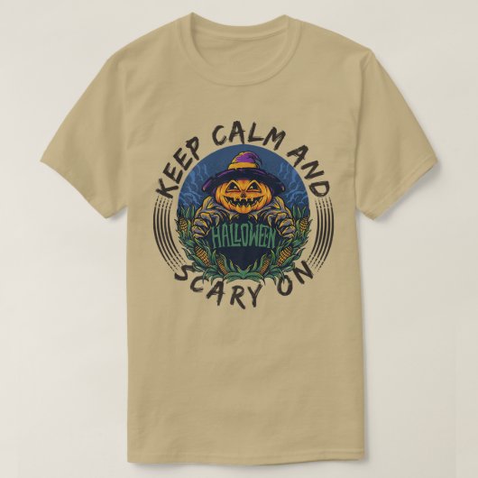 Jack保Lantern Halloweeで穏やかおもしろいに怖い Tシャツ (デザイン正面)
