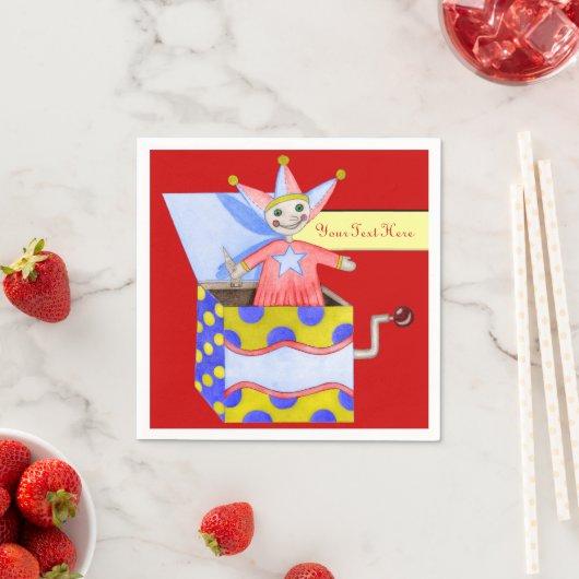 Jack-in-the-Box – おもちゃ伝統的（原色） スタンダードカクテルナプキン (インサイチュ)