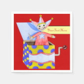 Jack-in-the-Box – おもちゃ伝統的（原色） スタンダードカクテルナプキン (正面)