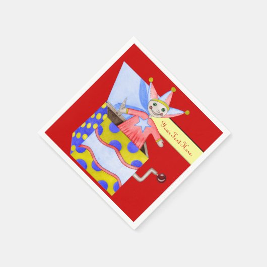 Jack-in-the-Box – おもちゃ伝統的(原色) スタンダードカクテルナプキン (角)