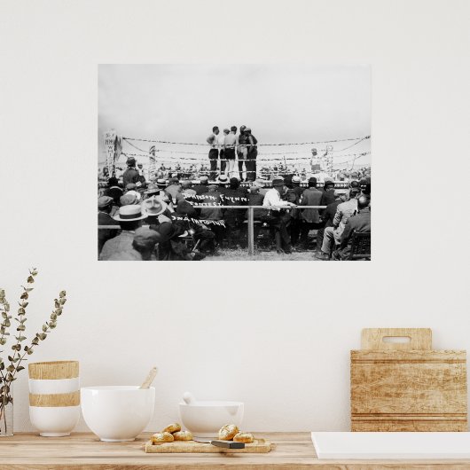 Jack Johnson vs. Fireman Jim Flynnボクシング: 1912 ポスター (キッチン)