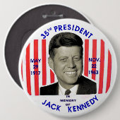 Jack Kennedyの記念物のpinback 缶バッジ (正面&裏面)