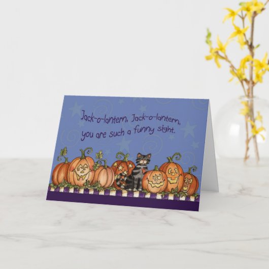 Jack-o-lantern – グリーティングカード (黄色い花)