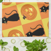 Jack-o’-lantern and cat kitchen towel. キッチンタオル (折り畳み)