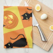 Jack-o’-lantern and cat kitchen towel. キッチンタオル (四つ折り)