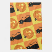 Jack-o’-lantern and cat kitchen towel. キッチンタオル (縦)