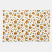 Jack-o-Lantern & Bones Spooky Halloween キッチンタオル (横)