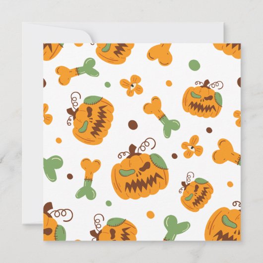 Jack-o'-Lantern & Bones Spooky Halloween Party  招待状 (裏面)