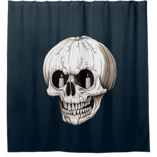 Jack O Lantern Cranium Halloween Gothic シャワーカーテン (正面)