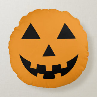 Jack O Lantern Face Halloween Pumpkin ラウンドクッション