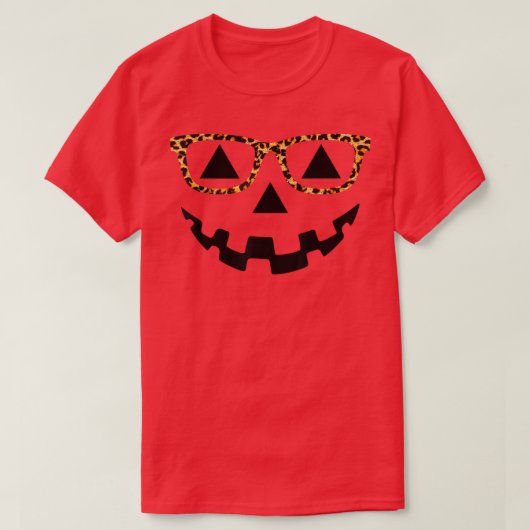 Jack O Lantern Face Leopard Glasses Halloween Pump Tシャツ (デザイン正面)