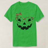Jack O Lantern Face Leopard Glasses Halloween Pump Tシャツ (デザイン正面)