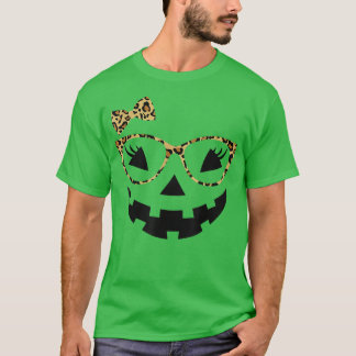 Jack O Lantern Face Leopard Glasses Halloween Pump Tシャツ