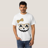 Jack O Lantern Face Pumpkin Halloween Leopard Prin Tシャツ (正面フル)