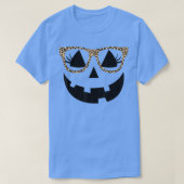 Jack O Lantern Face Pumpkin Hallowen Leopard Print Tシャツ (デザイン正面)